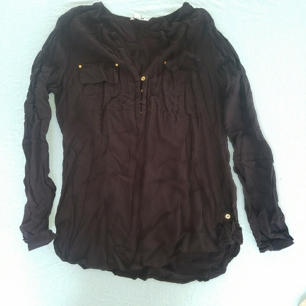 Women's Guess Black Long Sleeved Blouse